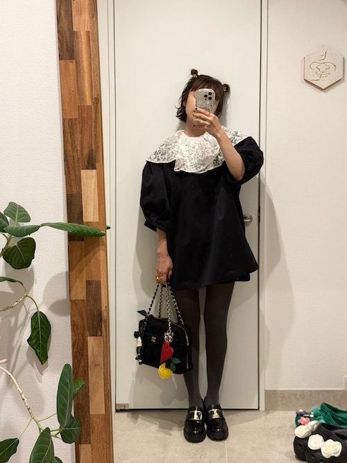 セール】LACE COLLAR BONDING MINI DRESS レースカラー