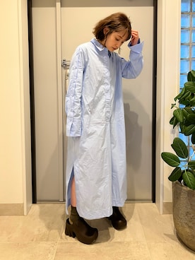 「水色」｜「アイテム（スリッポン）」を使った、高橋愛さん（レディース・154cm）の春コーディネート