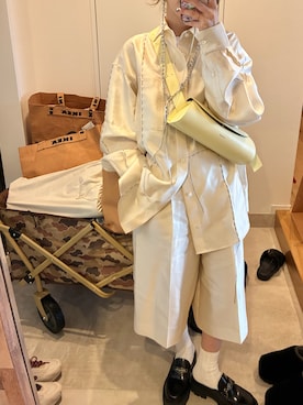 「JIL SANDER（ジルサンダー）のアイテム（バッグ）」を使った、高橋愛さん（レディース・154cm）の春コーディネート