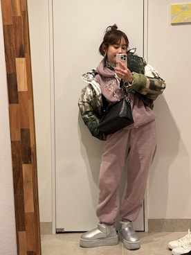 「高橋愛」｜「アイテム（ジャケット/アウター）」を使った、高橋愛さん（レディース・154cm）の冬コーディネート