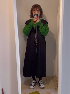 「高橋愛」｜「アイテム（ワンピース）」を使った、高橋愛さん（レディース・154cm）の冬コーディネート