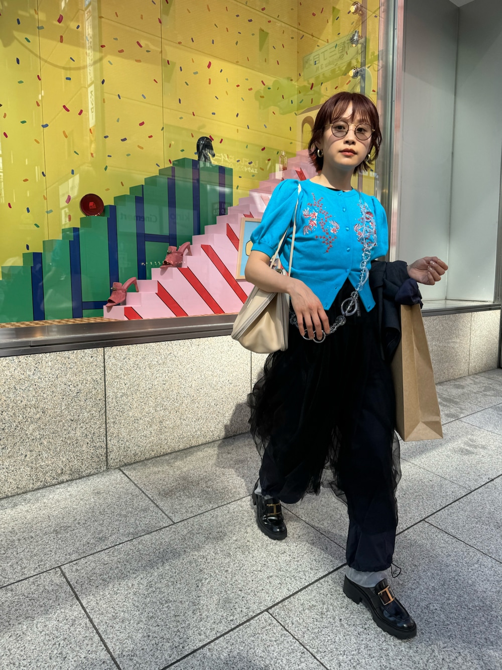 「レイヤードスタイル、チュール、チュールワンピ、KBF、kbf_ootd、KBF好きさんと繋がりたい、kbf_ai、高橋愛コラボ、KEITA MARUYAMA、TODS」｜「KBFの『高橋愛×KBF』フリルSETチュールワンピース（ワンピース、ブラック系）」を使った、高橋愛さん（レディース・154cm）の春コーディネートの1枚目の写真