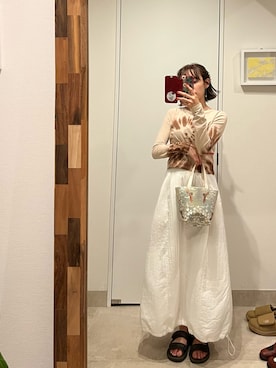 「高橋愛」｜「アイテム（サンダル）」を使った、高橋愛さん（レディース・154cm）の夏コーディネート
