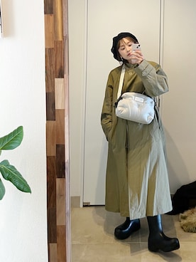 「154cm」｜「アイテム（トレンチコート）」を使った、高橋愛さん（レディース・154cm）の春コーディネート