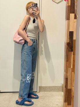 「アイテム（タンクトップ）」を使った、高橋愛さん（レディース・154cm）の夏コーディネート