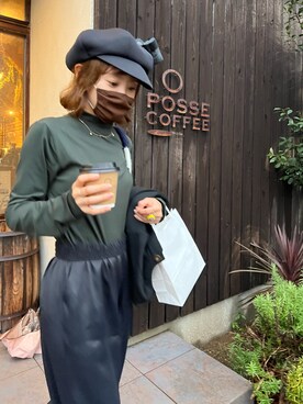 「高橋愛」｜「アイテム（キャスケット）」を使った、高橋愛さん（レディース・154cm）の秋コーディネート