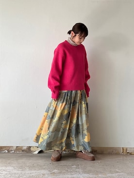 「高橋愛」｜「アイテム（スカート）」を使った、高橋愛さん（レディース・154cm）の冬コーディネート
