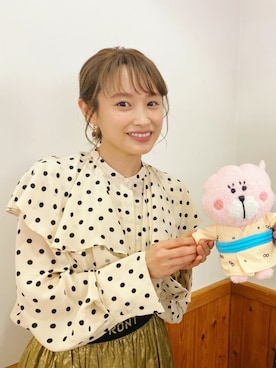 「高橋愛」｜「アイテム（アクセサリー）」を使った、高橋愛さん（レディース・154cm）の春コーディネート