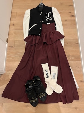 「UNDERCOVER（アンダーカバー）のアイテム」を使った、高橋愛さん（レディース・154cm）の秋コーディネート