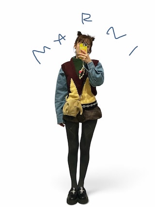 「Vipoa(ヴィポア)のArgyle check knit tights(タイツ/ストッキング)」を使った、高橋愛さん(レディース・154cm)の秋コーディネート