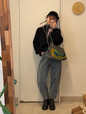 「77circa（ナナナナサーカ）のアイテム」を使った、高橋愛さん（レディース・154cm）の冬コーディネート