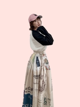 「アイテム（スカート）」を使った、高橋愛さん（レディース・154cm）の春コーディネート
