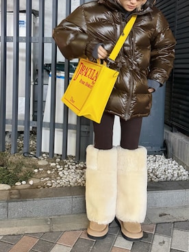 「Sacai（サカイ）のアイテム」を使った、高橋愛さん（レディース・154cm）の冬コーディネート