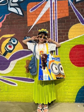 「アイテム（カチューシャ、イエロー系）」を使った、高橋愛さん（レディース・154cm）の夏コーディネート