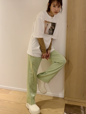 「高橋愛」｜「アイテム（レインシューズ）」を使った、高橋愛さん（レディース・154cm）の冬コーディネート