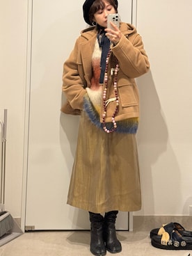 「高橋愛」｜「アイテム（スカート）」を使った、高橋愛さん（レディース・154cm）の秋コーディネート