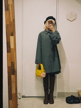「アイテム（ハンチング/ベレー帽）」を使った、高橋愛さん（レディース・154cm）の秋コーディネート