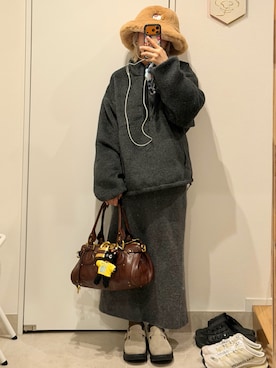 「アイテム（帽子）」を使った、高橋愛さん（レディース・154cm）の秋コーディネート