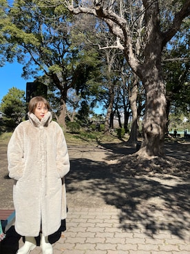 「PEACH JOHN（ピーチジョン）のアイテム」を使った、高橋愛さん（レディース・154cm）の冬コーディネート