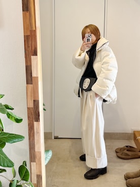 「高橋愛」｜「アイテム（ダウンジャケット/コート）」を使った、高橋愛さん（レディース・154cm）の冬コーディネート