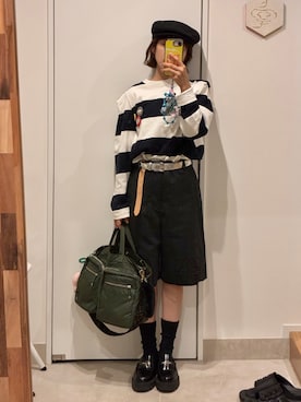「LOEWE（ロエベ）のアイテム」を使った、高橋愛さん（レディース・154cm）の夏コーディネート
