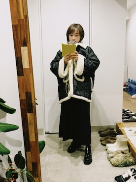 「AKIRANAKA（アキラナカ）のアイテム（ジャケット/アウター）」を使った、高橋愛さん（レディース・154cm）の冬コーディネート