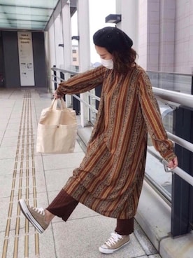 「Ray Cassin」｜「アイテム（ハンチング/ベレー帽）」を使った、miyuさん（レディース・162cm）の秋コーディネート