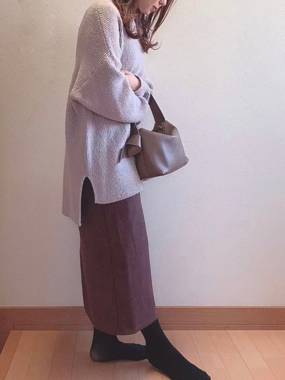 「オトナカジュアル、お出かけコーデ、休日スタイル、ワントーンコーデ、シンプル、冬コーデ、大人ガーリー、キレイめ、モテ、低身長、155cm」｜「COCO DEALのアイテム（ニット/セーター、ピンク系）」を使った、m✳︎さん（レディース・155cm）の冬コーディネートの1枚目の写真