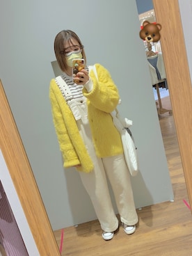 「黄色」｜「アイテム（オールインワン・サロペット）」を使った、みちょさん（レディース・160cm）の冬コーディネート