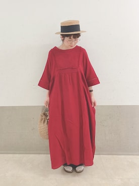 「Samansa Mos2（サマンサ モスモス）の太リボンカンカン帽（ハット、ブラック系）」を使った、mizukiさん（レディース・155cm）の春コーディネート