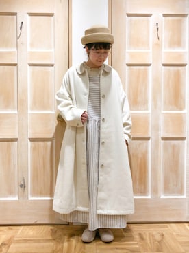 「Samansa Mos2（サマンサ モスモス）の襟配色コート（その他アウター、ホワイト系）」を使った、mizukiさん（レディース・155cm）の秋コーディネート