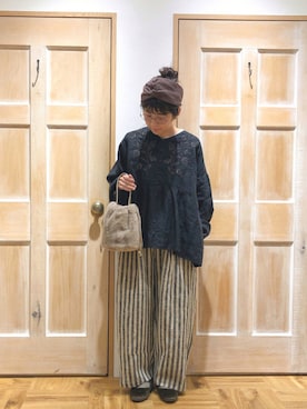 「アイテム（ヘアバンド）」を使った、mizukiさん（レディース・155cm）の秋コーディネート