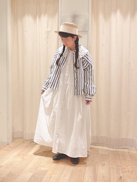 「カンカン帽」｜「アイテム（ブルゾン）」を使った、mizukiさん（レディース・155cm）の春コーディネート