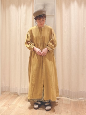 「マスタード」｜「アイテム（ハンチング/ベレー帽）」を使った、mizukiさん（レディース・155cm）の夏コーディネート