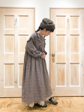 「Samansa Mos2（サマンサ モスモス）のメルトンボアコンビワッチ（キャップ、ブラウン系）」を使った、mizukiさん（レディース・155cm）の秋コーディネート