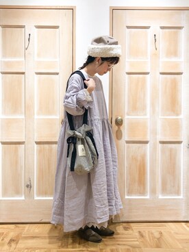 「Samansa Mos2（サマンサ モスモス）のメルトンボアコンビワッチ（キャップ、ベージュ系）」を使った、mizukiさん（レディース・155cm）の秋コーディネート