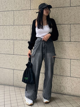 「CORNERS（コーナーズ）のアイテム（タンクトップ）」を使った、ななさん（レディース・163cm）の秋コーディネート
