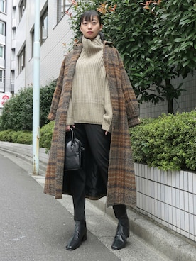 「秋トレンド2021」｜「アイテム（ステンカラーコート）」を使った、ななさん（レディース・163cm）の秋コーディネート