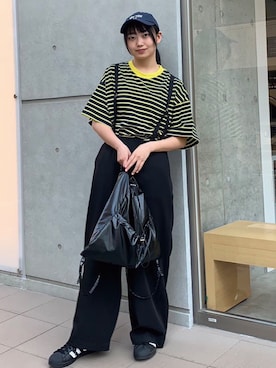 「ボーダーTシャツ」｜「アイテム（その他）」を使った、ななさん（レディース・163cm）の春コーディネート