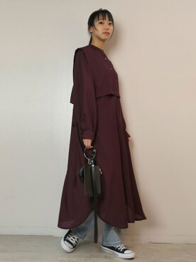 ワンピース ドレスを使った バーガンディー の人気ファッションコーディネート Wear