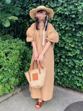 「CORNERS by KR（コーナーズバイケーアール）のCORNERS by KR　バスケットかごバッグ（かごバッグ）」を使った、ななさん（レディース・163cm）の夏コーディネート