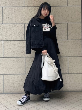 「ほめられ本命コーデ」｜「アイテム（デニムジャケット）」を使った、ななさん（レディース・163cm）の冬コーディネート