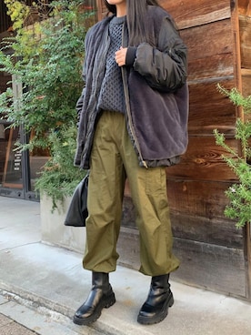 「corners」｜「アイテム（MA-1）」を使った、ななさん（レディース・163cm）の冬コーディネート