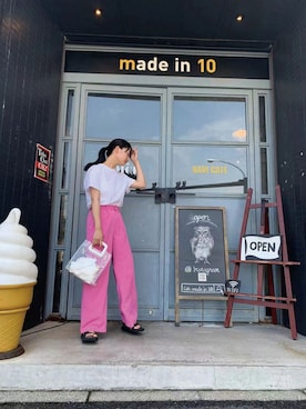 「カフェ」｜「アイテム（その他）」を使った、ななさん（レディース・163cm）の夏コーディネート