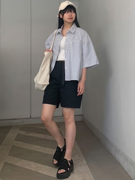 「CORNERS（コーナーズ）のアイテム（タンクトップ）」を使った、ななさん（レディース・163cm）の夏コーディネート