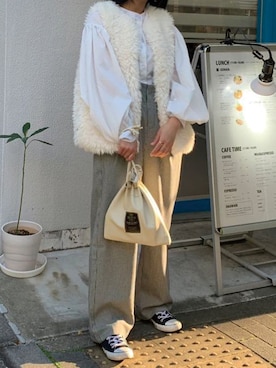 「ファーベスト」｜「アイテム（サロペット/オーバーオール）」を使った、ななさん（レディース・163cm）の秋コーディネート