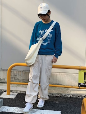 「アイボリー」｜「アイテム（その他）」を使った、ななさん（レディース・163cm）の秋コーディネート