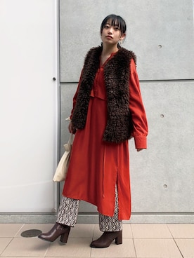 「corners」｜「アイテム（シャツワンピース）」を使った、ななさん（レディース・163cm）の秋コーディネート