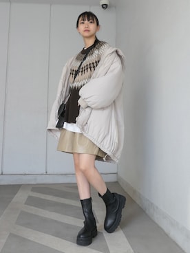 「秋トレンド2021」｜「アイテム（ダウンジャケット/コート）」を使った、ななさん（レディース・163cm）の秋コーディネート
