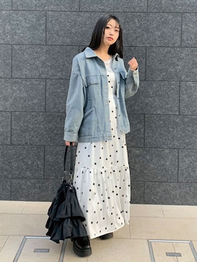 「corners」｜「アイテム（デニムジャケット）」を使った、ななさん（レディース・163cm）の春コーディネート